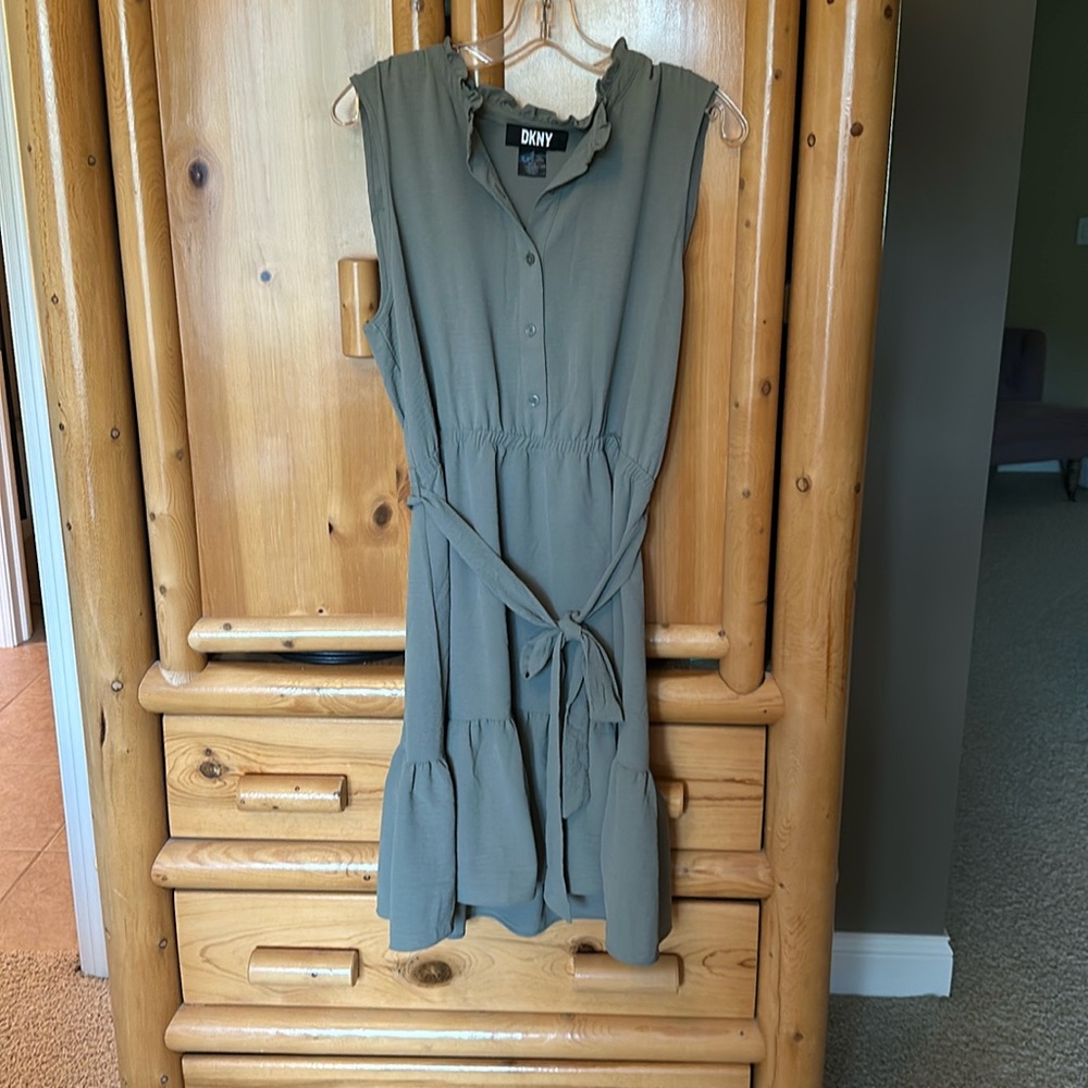 DKNY olive sleeveless dress. Size 12